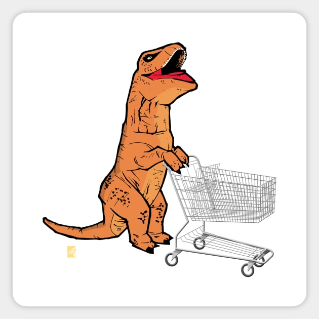 T-rex Shopping for Groceries Sticker by frankpepito